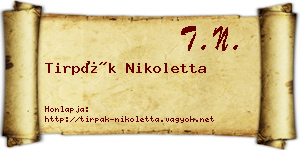 Tirpák Nikoletta névjegykártya